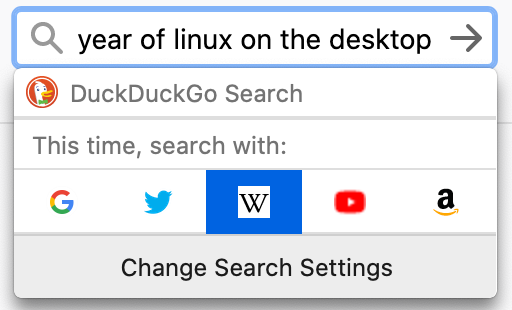 Screenshot of Firefox search showing the Wikipedia engine chosen