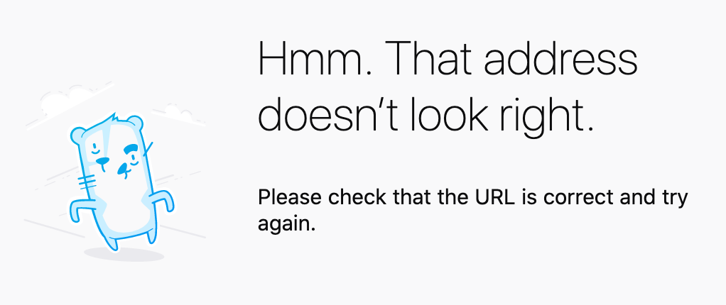 Screenshot of Firefox error page: "Please check that the URL is correct and try again."